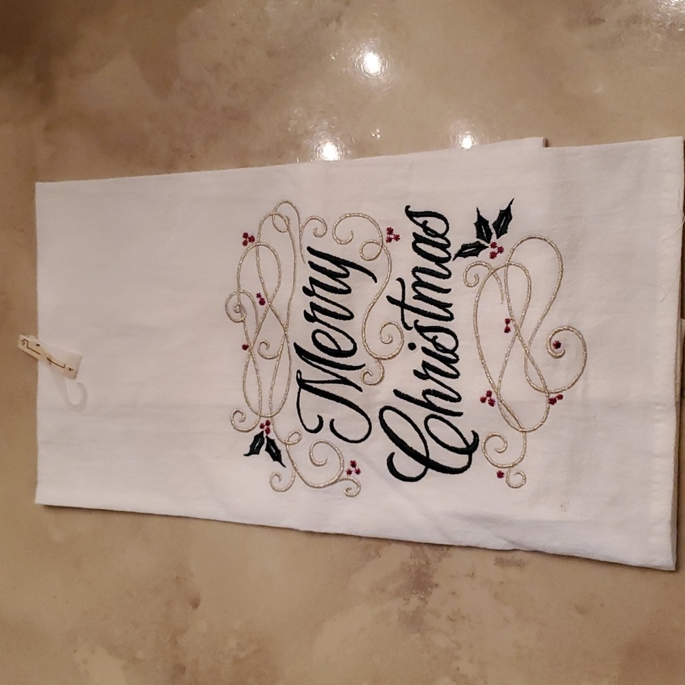 Embroidered Christmas Hand Towel